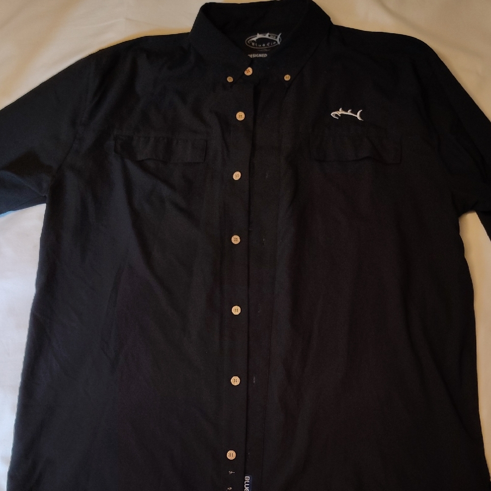 Bluefin Black Button-Up Men's Shirt XL EUC Light Weight Fishing Shirt